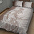 Polynesian Beige Plumeria Lei Quilt Bed Set with Hammerhead Shark