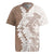 Polynesian Beige Plumeria Lei Rugby Jersey with Hammerhead Shark