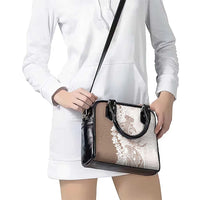 Polynesian Beige Plumeria Lei Shoulder Handbag with Hammerhead Shark