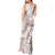 Polynesian Beige Plumeria Lei Tank Maxi Dress with Hammerhead Shark