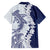 Polynesian Navy Blue Plumeria Lei Family Matching Puletasi and Hawaiian Shirt with Hammerhead Shark