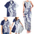 Polynesian Navy Blue Plumeria Lei Family Matching Tank Maxi Dress and Hawaiian Shirt with Hammerhead Shark