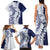 Polynesian Navy Blue Plumeria Lei Family Matching Tank Maxi Dress and Hawaiian Shirt with Hammerhead Shark