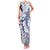 Polynesian Navy Blue Plumeria Lei Family Matching Tank Maxi Dress and Hawaiian Shirt with Hammerhead Shark