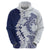 Polynesian Navy Blue Plumeria Lei Hoodie with Hammerhead Shark