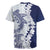 Polynesian Navy Blue Plumeria Lei Rugby Jersey with Hammerhead Shark