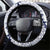 Polynesian Navy Blue Plumeria Lei Steering Wheel Cover with Hammerhead Shark