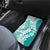 Polynesian Teal Plumeria Lei Car Mats with Hammerhead Shark