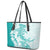 Polynesian Teal Plumeria Lei Leather Tote Bag with Hammerhead Shark