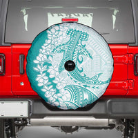 Polynesian Teal Plumeria Lei Spare Tire Cover with Hammerhead Shark