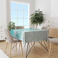Polynesian Teal Plumeria Lei Tablecloth with Hammerhead Shark