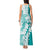 Polynesian Teal Plumeria Lei Tank Maxi Dress with Hammerhead Shark