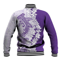 Polynesian Purple Plumeria Lei Baseball Jacket with Hammerhead Shark