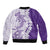 Polynesian Purple Plumeria Lei Bomber Jacket with Hammerhead Shark