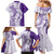 Polynesian Purple Plumeria Lei Family Matching Mermaid Dress and Hawaiian Shirt with Hammerhead Shark