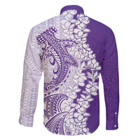 Polynesian Purple Plumeria Lei Family Matching Mermaid Dress and Hawaiian Shirt with Hammerhead Shark