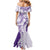 Polynesian Purple Plumeria Lei Family Matching Mermaid Dress and Hawaiian Shirt with Hammerhead Shark