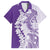 Polynesian Purple Plumeria Lei Hawaiian Shirt with Hammerhead Shark