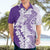 Polynesian Purple Plumeria Lei Hawaiian Shirt with Hammerhead Shark