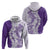 Polynesian Purple Plumeria Lei Hoodie with Hammerhead Shark