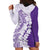 Polynesian Purple Plumeria Lei Hoodie Dress with Hammerhead Shark