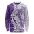 Polynesian Purple Plumeria Lei Long Sleeve Shirt with Hammerhead Shark