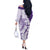 Polynesian Purple Plumeria Lei Off The Shoulder Long Sleeve Dress with Hammerhead Shark