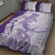 Polynesian Purple Plumeria Lei Quilt Bed Set with Hammerhead Shark