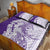 Polynesian Purple Plumeria Lei Quilt Bed Set with Hammerhead Shark