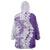 Polynesian Purple Plumeria Lei Wearable Blanket Hoodie with Hammerhead Shark