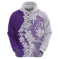 Polynesian Purple Plumeria Lei Zip Hoodie with Hammerhead Shark LT7 - Polynesian Pride