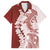 Polynesian Crimson Plumeria Lei Family Matching Puletasi and Hawaiian Shirt with Hammerhead Shark