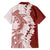 Polynesian Crimson Plumeria Lei Family Matching Puletasi and Hawaiian Shirt with Hammerhead Shark