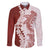 Polynesian Crimson Plumeria Lei Family Matching Puletasi and Hawaiian Shirt with Hammerhead Shark