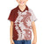 Polynesian Crimson Plumeria Lei Family Matching Puletasi and Hawaiian Shirt with Hammerhead Shark