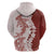 Polynesian Crimson Plumeria Lei Hoodie with Hammerhead Shark