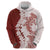 Polynesian Crimson Plumeria Lei Hoodie with Hammerhead Shark