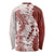 Polynesian Crimson Plumeria Lei Long Sleeve Shirt with Hammerhead Shark