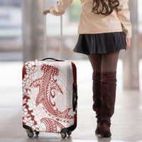 Polynesian Crimson Plumeria Lei Luggage Cover with Hammerhead Shark LT7 - Polynesian Pride