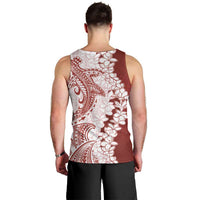 Polynesian Crimson Plumeria Lei Men Tank Top with Hammerhead Shark