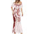 Polynesian Crimson Plumeria Lei Mermaid Dress with Hammerhead Shark