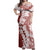 Polynesian Crimson Plumeria Lei Off Shoulder Maxi Dress with Hammerhead Shark