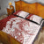 Polynesian Crimson Plumeria Lei Quilt Bed Set with Hammerhead Shark