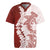 Polynesian Crimson Plumeria Lei Rugby Jersey with Hammerhead Shark