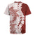 Polynesian Crimson Plumeria Lei Rugby Jersey with Hammerhead Shark