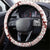 Polynesian Crimson Plumeria Lei Steering Wheel Cover with Hammerhead Shark