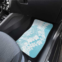 Polynesian Turquoise Plumeria Lei Car Mats with Hammerhead Shark