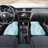 Polynesian Turquoise Plumeria Lei Car Mats with Hammerhead Shark