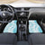 Polynesian Turquoise Plumeria Lei Car Mats with Hammerhead Shark