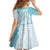 Polynesian Turquoise Plumeria Lei Family Matching Long Sleeve Bodycon Dress and Hawaiian Shirt with Hammerhead Shark